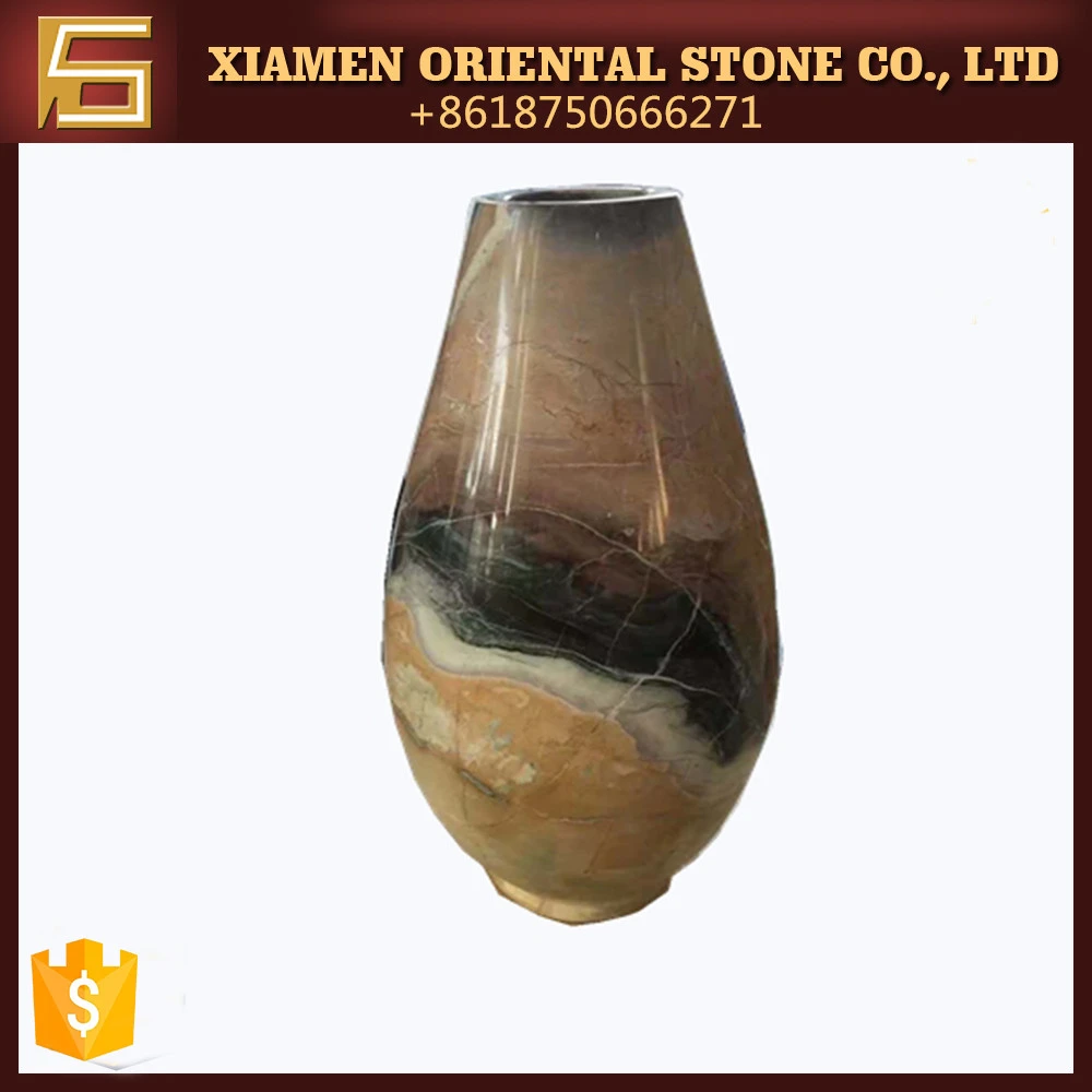 small mouth colorful marble flower vase for decoration