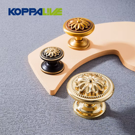 Nordic Antique Brass Furniture Cabinet Door Knobs Vintage Flower Drawer Small Knob