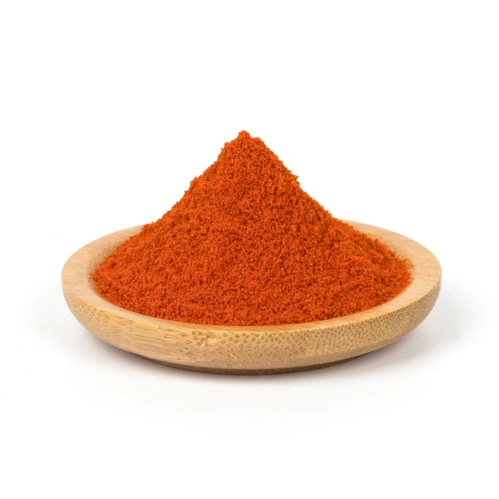 Spices and herbs hot paprika and paprika flakes