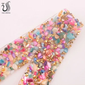 SS12 Colorful Resin Stones Natural Stones Hotfix Rhinestone Mesh Trimming for Phone Shoe Decoration