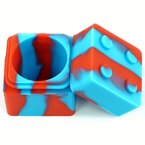 Stackable Small Square Silicone Concentrate Jars Tobacco Oil Food Grade Reusable Container Box