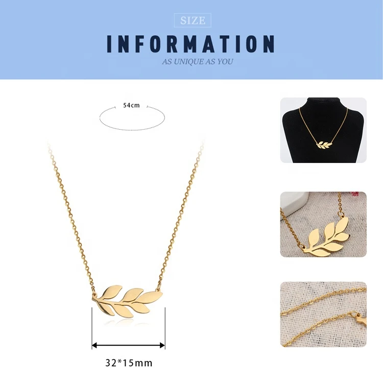 Stainless Steel Gold 18kgp Leaf Shape Pendant Necklace Cheap Price Whole Sale