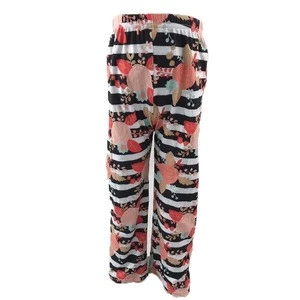 summer organic baby girl loose floral printed elastic trousers and pants 90%cotton stripe design breathable material