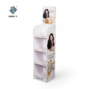 Supermarket Custom Cardboard Floor Display Stand/ Paper Make Up Cardboard display Racks for Retail Advertising