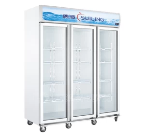 Supermarket Glass Door Display Refrigerator Upright Beverage Cooler Soft Drink Fridge