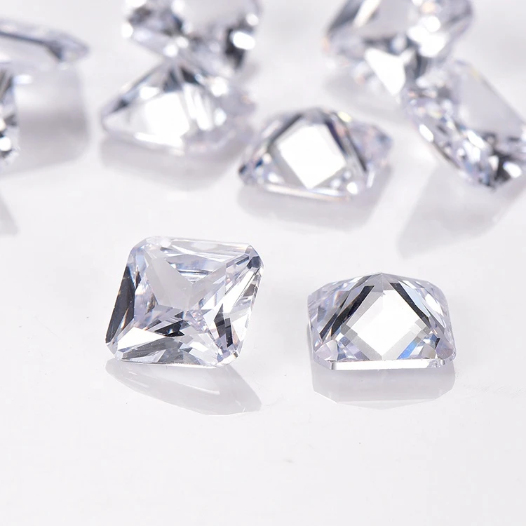 Synthetic loose cz White cubic zirconia square diamond cushion cut cubic zirconia gemstone