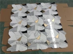 Tile of Love Bianco Carrara Mixed Nero Marquina Mixed Brass Water Jet Mosaic