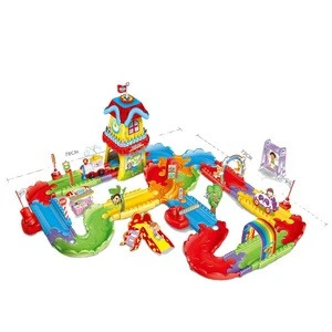 Transformable track Electric train toys manufacturer 3D puzzle Eco friendly material DIY Track Theme Park 189 pieces play set