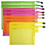 Travel Mesh Zipper Pouch A6 Size Double Layer Cosmetic Case Holder Personal Supplies Storage Pencil Bags