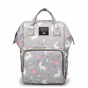 Unicorn Print Waterproof Oxford Diaper Bag for Mom Trendy Diaper Backpack Baby Diaper Bag Carry Baby Bag