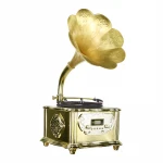 Updated Bluetooth Phonograph Record Player - Portable Version Gramophone w/ Aux-In, CD, FM/AM Radio, Vintage Retro Style, Viny