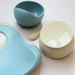 Waterproof Baby Bibs and Bowl Spoon Set for Feeding Kids Silicone Bibs with Baby Suction Bowls