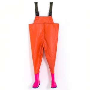 Waterproof children&#39;s fishing chest waders with PVC knitted fabric  for fishing or other underwater activities