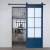 Import Western panel MDF v-groove interior glazed barn door slab with sliding door hardware from China