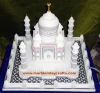 White Marble Hand Carved Colored Taj Mahal Replica Art Handicraft Stone Craft
