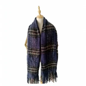 Wholesale 100%Acrylic  ladies cold weather faux cashmere plaid tartan  winter scarf shawl