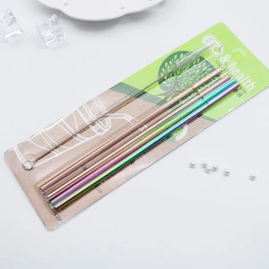 Wholesale bar accessories cheap metal stainless steel colorful reusable drinking straws with cleaning brush and case