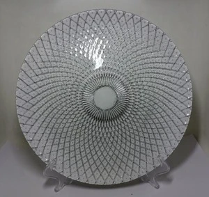 wholesale custom hand made crystal large round glass charger plates for weddings
