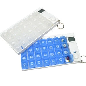 Wholesale Custom Weekly Electronic Digital Pill Reminder Alarm Pill Case 28 Grid Clear Plastic Candy Jewelry Pill Storage Box