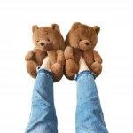 Wholesale house Lovely plush slipper animals cheap custom bedroom animal teddy bear plush house slippers