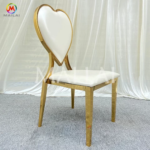 Wholesale Luxury Furniture Gold Metal Heart Shape Event Banquet Wedding Chair For Hotel