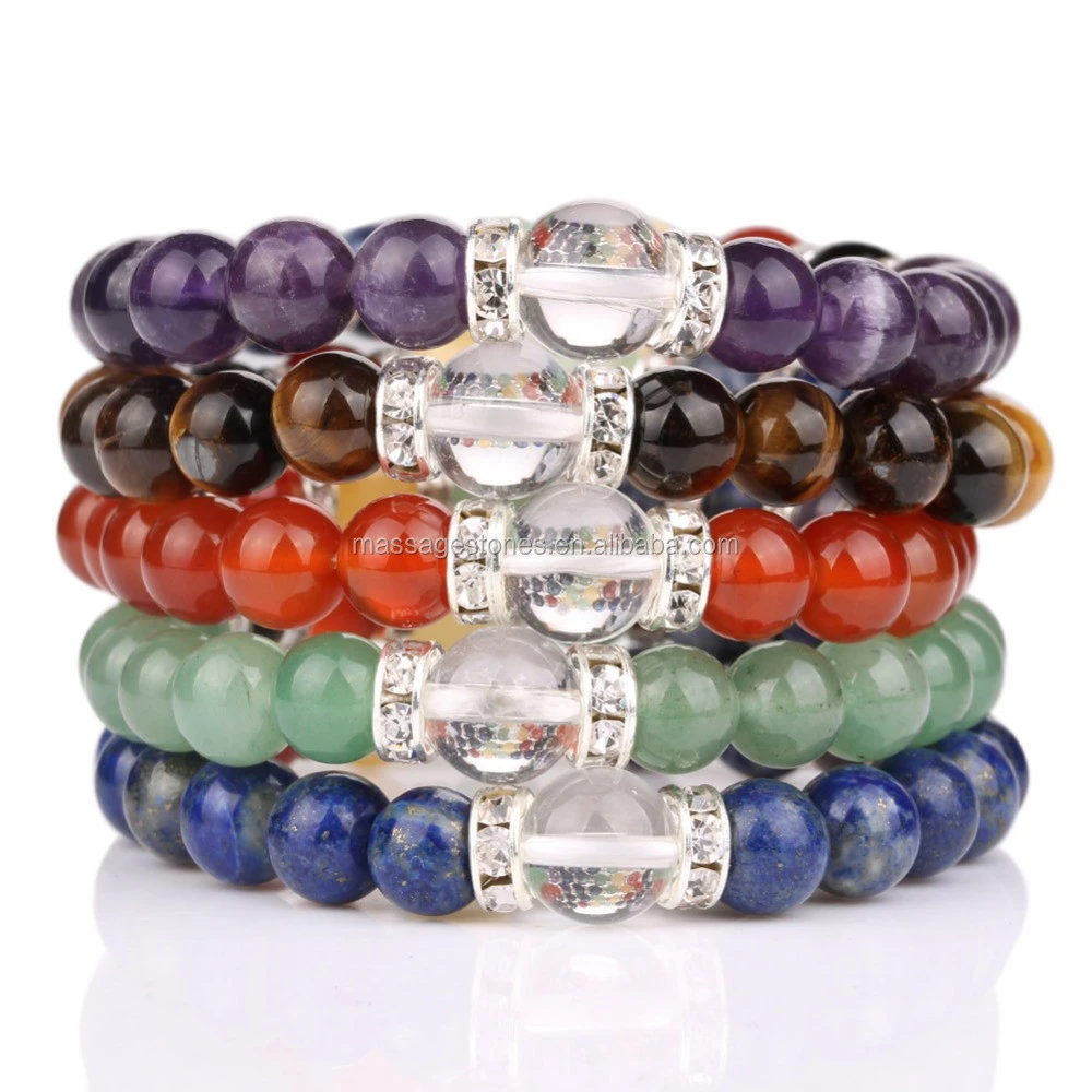 Wholesale natural semi-precious stones beaded crystal Quartz bracelets