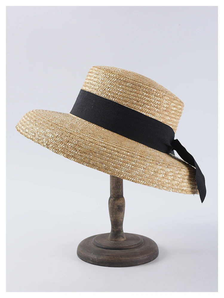 wholesale New natural wheat-straw  bucket hat handmade straw hat outdoor summer sun travel beach  fashion ladies hat