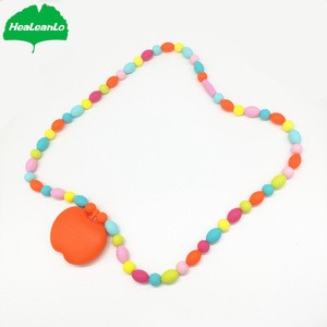 Wholesale Soft Silicone Necklace Teether Baby Funny Chewable Teething Toy Color Customized