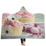 Wholesale Sweet Food Printed Workable Price Adult Hooded Blanket With Sleeves