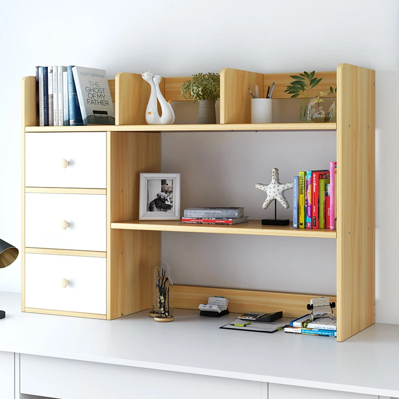 Wideny Detachable Desktop Organizer Storage Rack, Office Home Wood Storage Holders for Books or Decoration