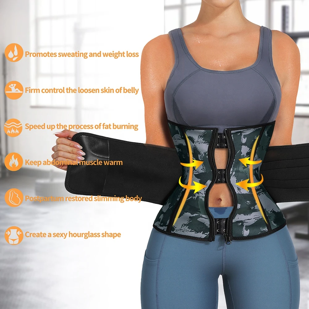 Women custom logo neoprene 5 steel bone waist cincher corest no latex sweat shaper girdle waist trainer belt