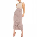 Women High Waist Elastic Bodycon Wrap Pencil Plain Maxi Skirt Pleated Formal Long Skirts For Ladies