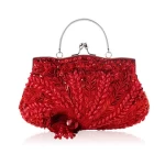 Womens Vintage Style Beaded Sequined Evening Bag Wedding Party Handbag Clutch Purse