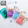 Women&#x27;s Coin Purse Change Wallet Pouch Leather Laser Card Holder with Key Chain