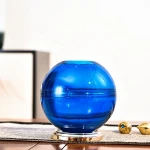 WONDER transparent glass Vases, blue glass vases home decoration round shaped  colored flower glass vase