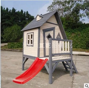Wooden children outdoor playhouse