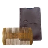World best selling products pocket wooden beard comb with leather case sandalwood beard comb