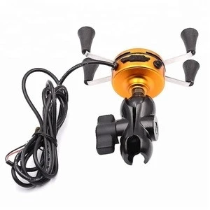 WUPP Motorcycle Mobile Phone Car Holder With USB Charger Adjustable