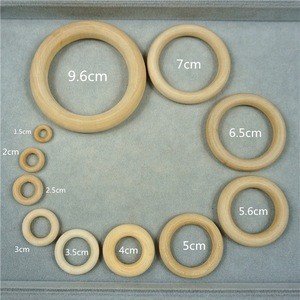 XH499 12.5mm-125mm Maple Wooden Teether Round Ring Play Gym Toys DIY Crafts Baby Teether
