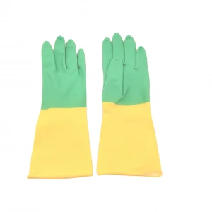 Xingli Green Yellow waterproof diamond dot household work rubber hand gloves latex