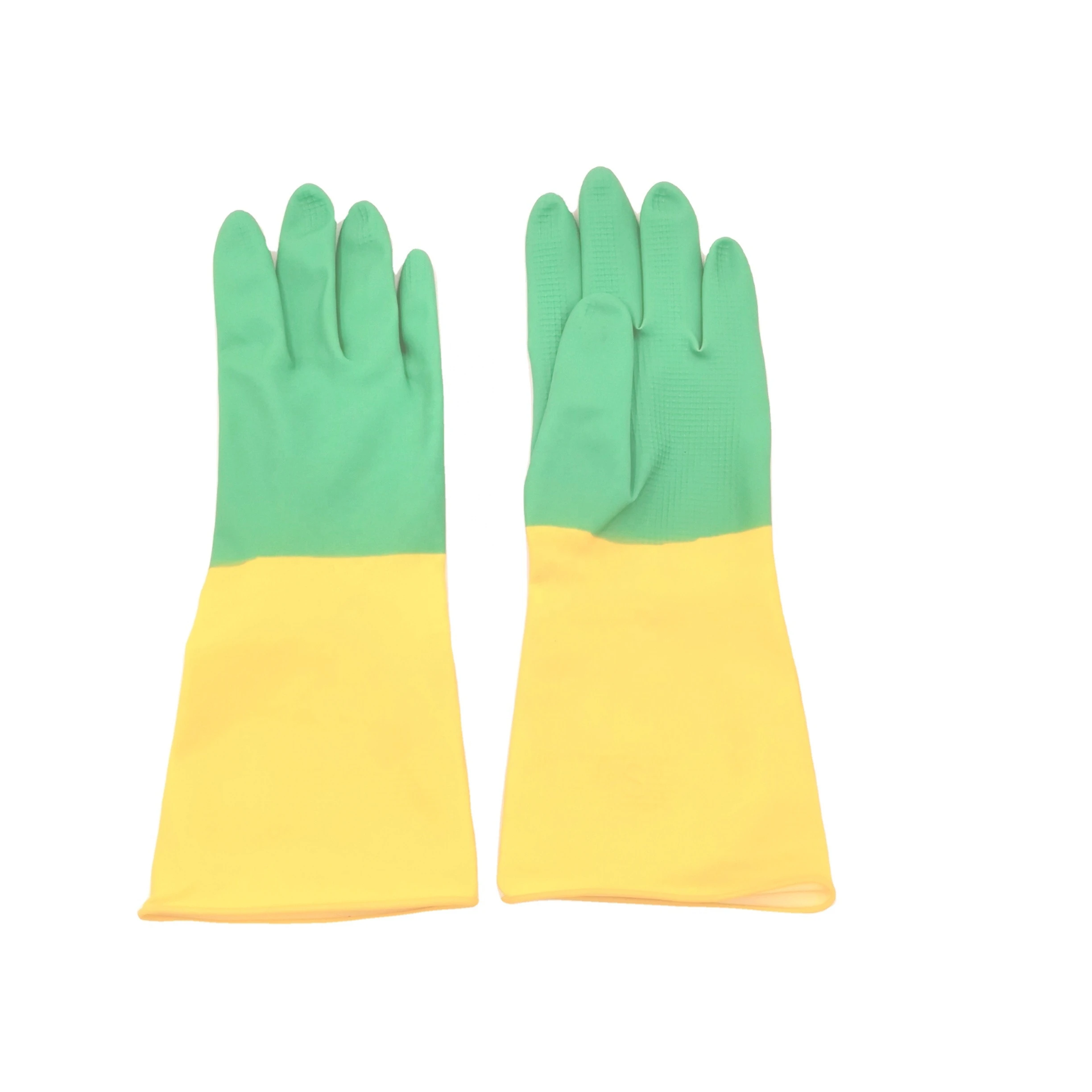 Xingli Green Yellow waterproof diamond dot household work rubber hand gloves latex
