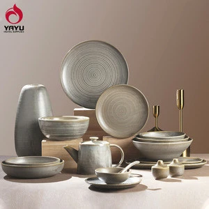 YAYU 2020 newest wholesale cheap Chinese landscape style catering restaurant 45pcs  irregular porcelain dinner sets tableware