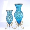 YG 0053 water plant classical european style floor metal wire big tall flower glass vase