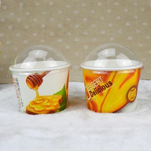 Yogurt Color Disposable Paper Ice Cream Cups with dome lid/paper lid