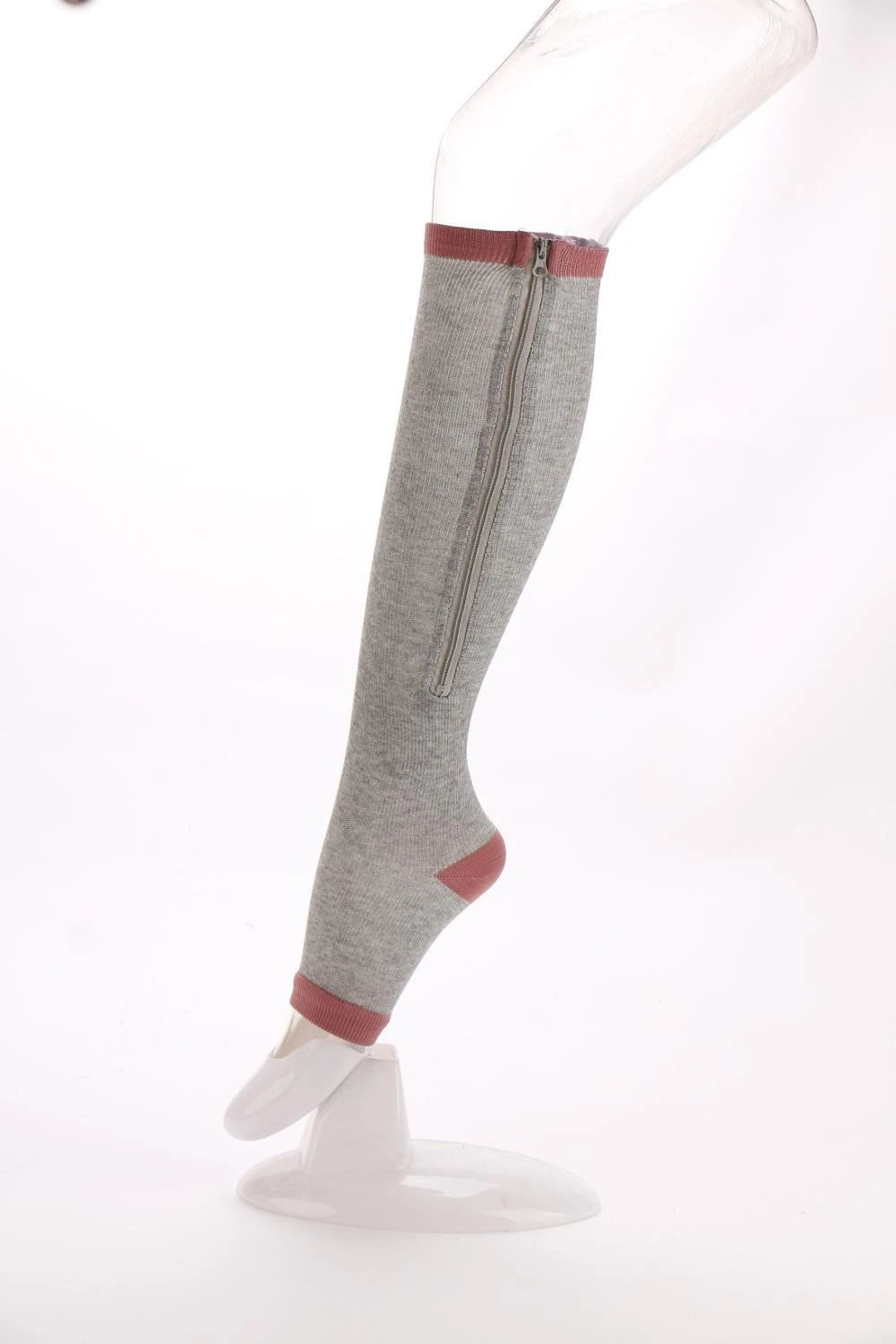 Zip Copper Sock Compression Socks Zipper Leg Support Knee Stockings Open Toe Sports Socks