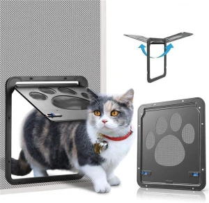 Pet Door Sliding Screen Dogs Door with Magnetic Flap & Automatic Lockable for cat