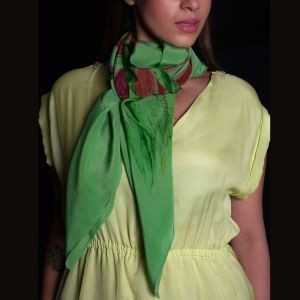 Absinthe Green Printed Silk scarf