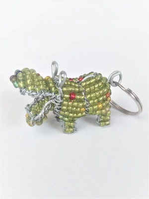 Wire Beaded  Hippo Key ring