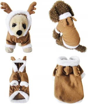 Cute cartoon pet reindeer cosplay Halloween Christmas elk costume puppy hoodie coat