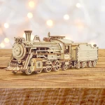 Steam train wooden mechanical puzzle creative diy car model children's foreign trade toys decompression toys